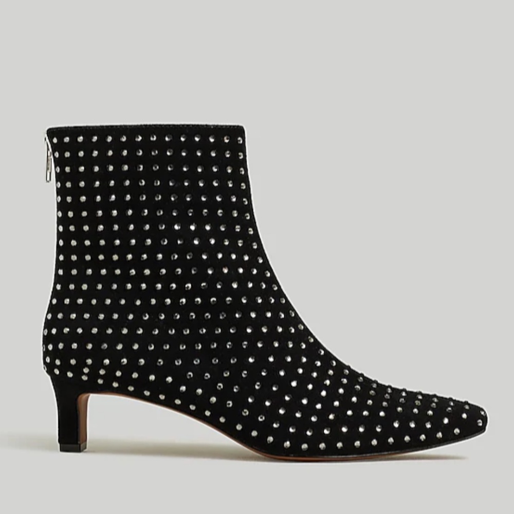 New MADEWELL Size 6 The Dimes Kitten-Heel Boot True Black w Crystals $218 NO278 - Picture 2 of 8